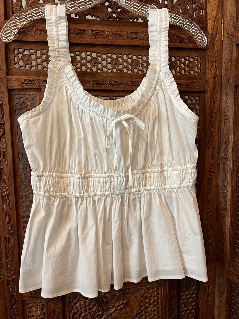 LC Lauren Conrad White Smocked Peplum Camisole